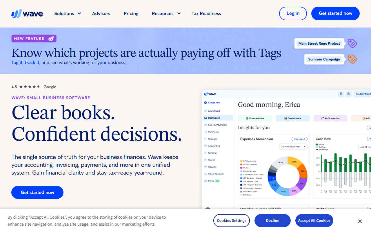 Wave homepage for free accounting and invoicing software for freelancers