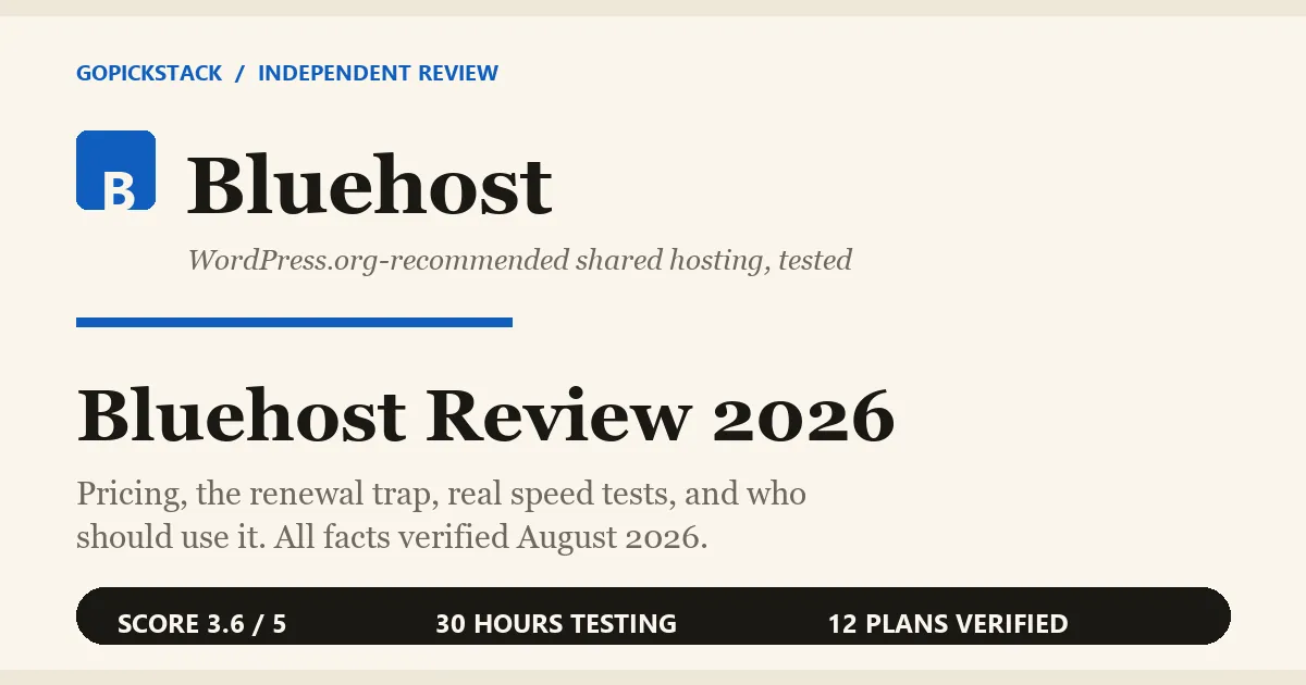 Bluehost editorial review cover